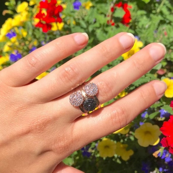 Circle Crystal Pave Stacking Ring Costume Jewelry ROSE GOLD Color - Picture 3 of 4